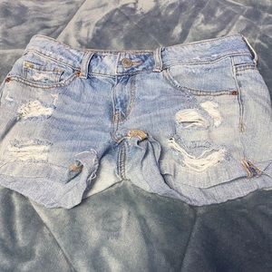 These are a really cute pare of ripped Jean shorts from American eagle.